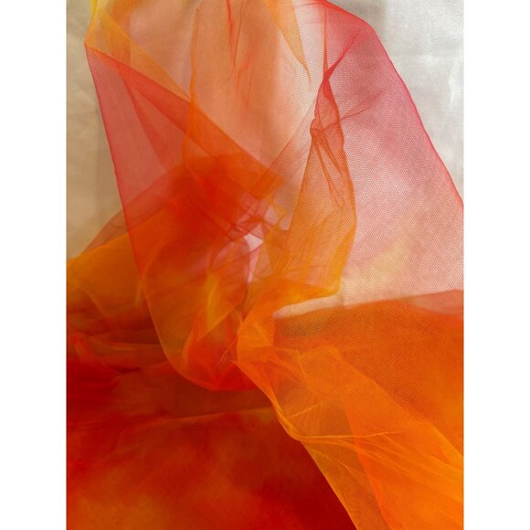 Vtg. 80’s Multi Color Tulle Fabric By The Yard Marbled Orange Red FASHION HOUSE - Picture 2 of 4